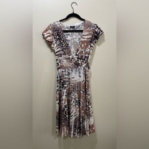 Komarov crinkle satin dress featuring a v-neck